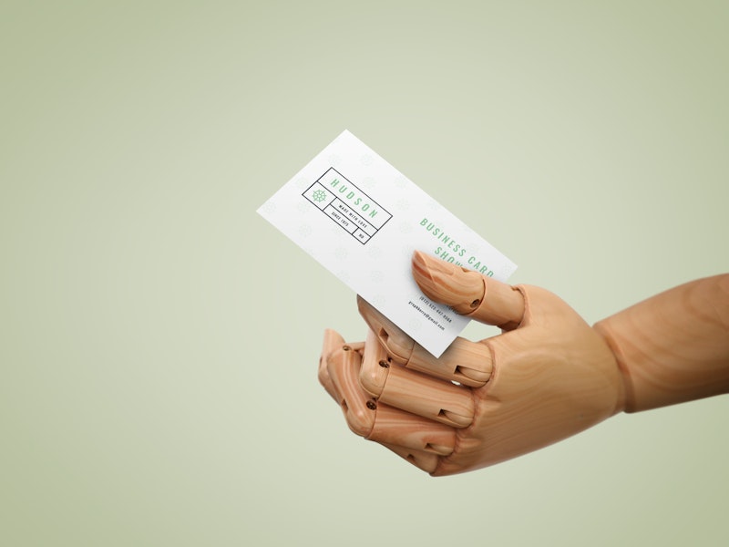 Business Card  In Wooden Hand Mockup preview